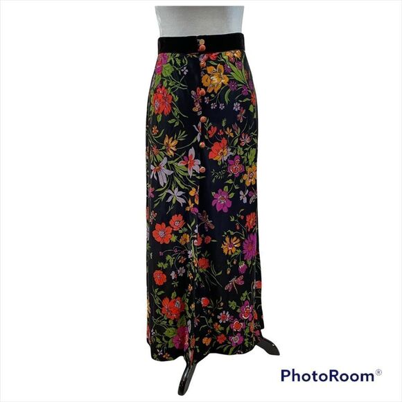 Dresses & Skirts - Vintage 60’s Floral Button Up Split Front Floral Maxi Length Skirt RARE FIND